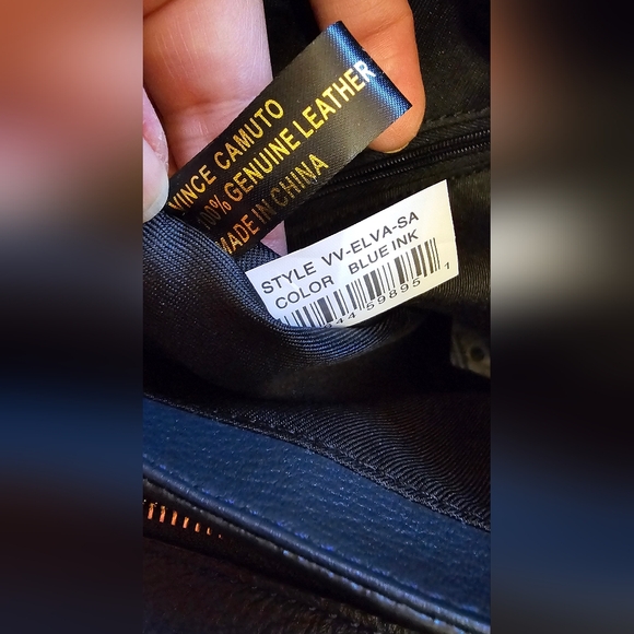 Vince Camuto Navy Blue leather Elva Satchel Handbag with crossbody strap NWT - Picture 15 of 16